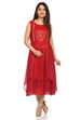 Red Flared Poly Cotton Dress image number 0