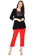 Red Cotton Slim Pants image number 1