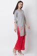 Grey Poly Cotton Straight Kurta image number 3