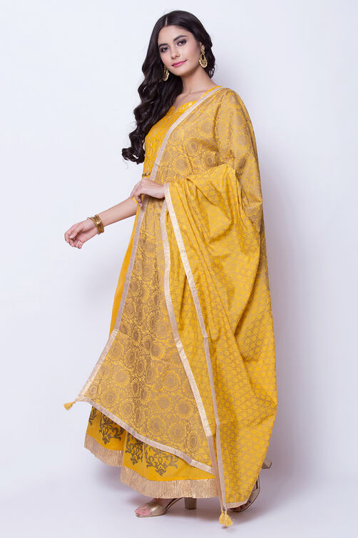 Peach Poly Chanderi Straight Suit Set image number 3