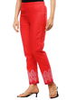 Red Cotton Straight Pants image number 2