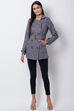 Grey Cotton Chambray A Line Jacket image number 2