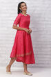 Pink Polyester Chanderi Kalidar Dress image number 3