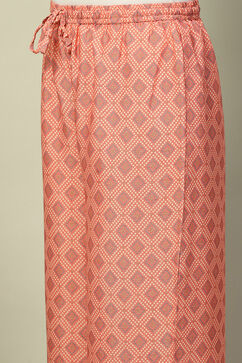 Coral Viscose Blend Straight Printed Kurta Palazzo Suit Set image number 2