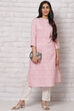 Pink LIVA Straight Kurta image number 5