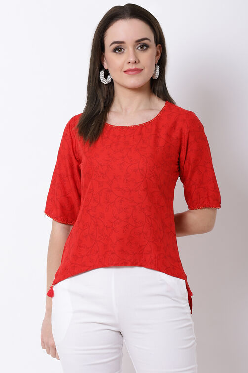 Red Viscose Rayon Top image number 0
