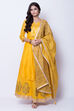 Peach Poly Chanderi Straight Suit Set image number 0