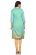 Turquoise Cotton Printed Kurta image number 3