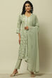 Sage Green Printed  Kurta & Pants Suit Set image number 6