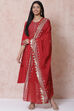 Red And Indigo Cotton Voile Dupatta image number 0
