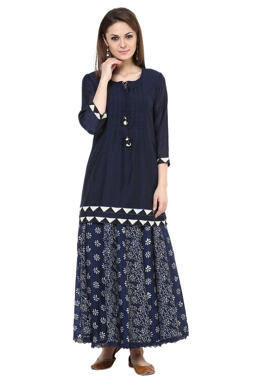 Indigo A-Line Nylon Chanderi Indie Top image number 0