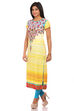 Yellow Cotton Straight Kurta image number 3