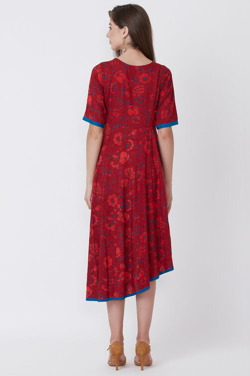 Red Viscose Rayon Kalidar Dress image number 4