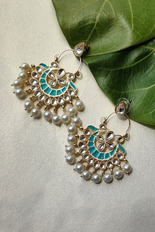 Turquoise Metal Brass Earring image number 0