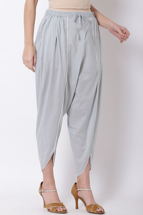 Grey Cotton Tulip Pants image number 3