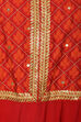 Red Anarkali Poly Cotton Suit Set image number 7