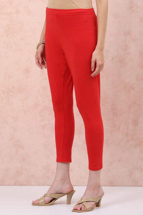 Red Cotton Leggings image number 3