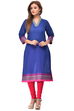 Blue Straight Cotton Kurta image number 0