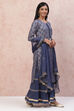 Blue Poly Cotton Straight Suit Set image number 4