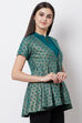 Green Poly Cotton Flared Top image number 3