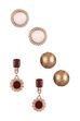 Golden Metal Earring Set Of 3 image number 1