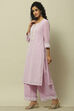 Mauve Poly Georgette Embroidered Straight Kurta image number 3