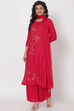 Pink Viscose And Rayon Straight Suit Set image number 2