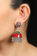 Red And Green Enamel Earrings image number 0