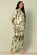 Off White Viscose Blend Straight Printed Kurta Salwar Suit Set image number 7