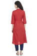 Red Flared Viscose Dress image number 3