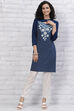 Indigo LIVA Straight Cut Out Kurta image number 7