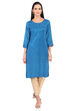 Teal Blue A Line Viscose Dress image number 0