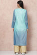 Blue LIVA Straight Kurta image number 4