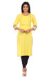 Yellow Cotton Straight Kurta image number 0