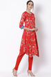 Red Viscose Straight Kurta image number 3