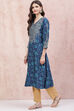 Blue LIVA A-Line Kurta image number 2