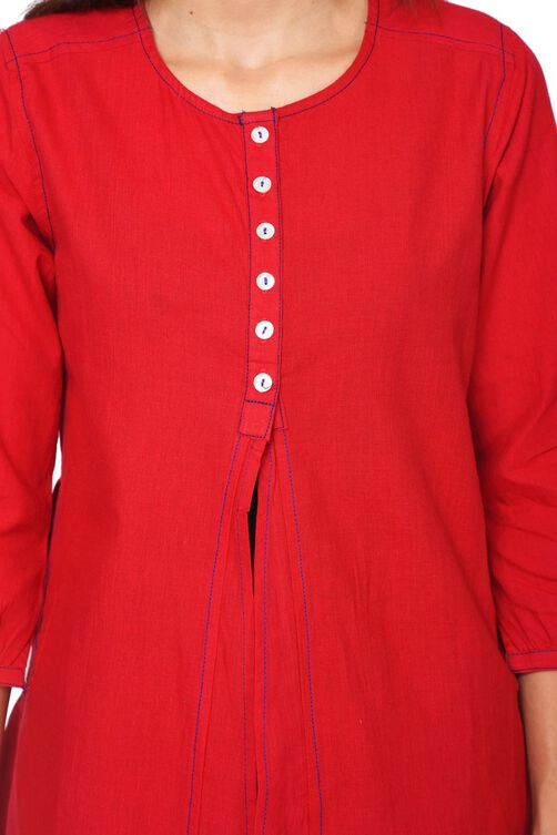 Red Straight Cotton Indie Top image number 4