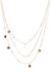 Golden Multi Layered Necklace With Charms And Beads image number 1
