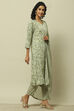 Sage Green Printed  Kurta & Pants Suit Set image number 5