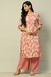 Coral Viscose Blend Straight Printed Kurta Palazzo Suit Set image number 0