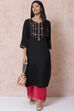 Black LIVA Straight Kurta image number 0