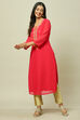 Pink Cotton Blend Straight Kurta image number 2