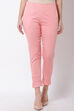 Peach Poly Lycra Slim Pants image number 0