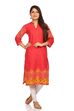 Red Straight Cotton Kurta image number 0