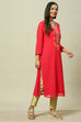 Pink Cotton Blend Straight Kurta image number 3