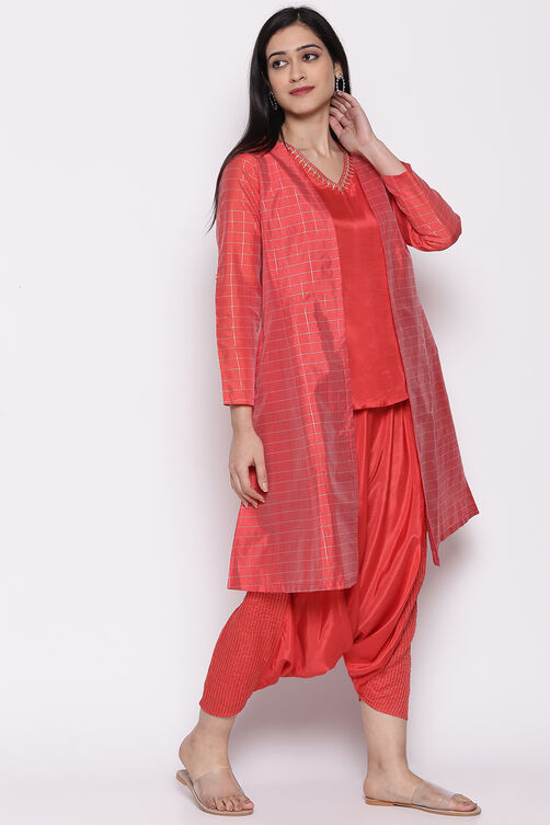 Coral Polyester Viscose Straight Suit Set image number 5