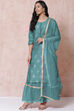 Blue Cotton Chanderi Straight Suit Set image number 2