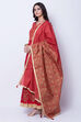 Peach Poly Chanderi Straight Suit Set image number 2
