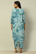 Aqua Blue Rayon Straight Printed Kurta Palazzo Suit Set image number 4