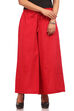Red Asymmetric Cotton Palazzo image number 0